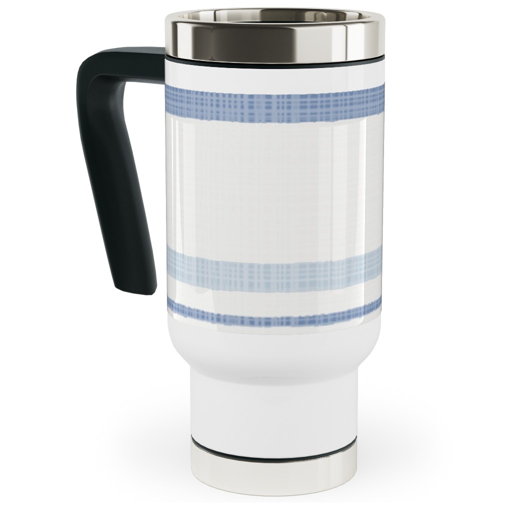 Double Anderson Stripe - Blue Travel Mug with Handle, 17oz, Blue, True Blue