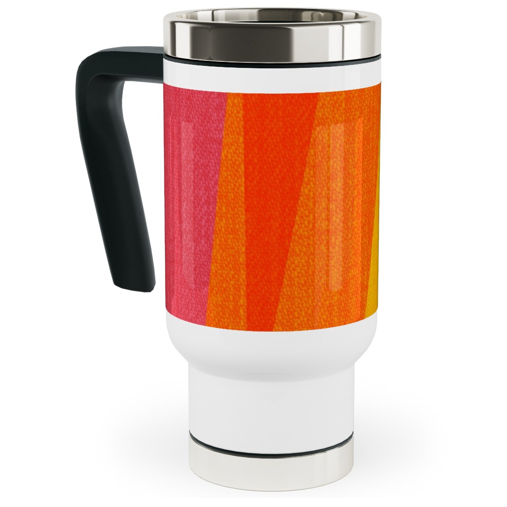 Geo Stripes Vertical - Multi Travel Mug with Handle, 17oz, Multicolor