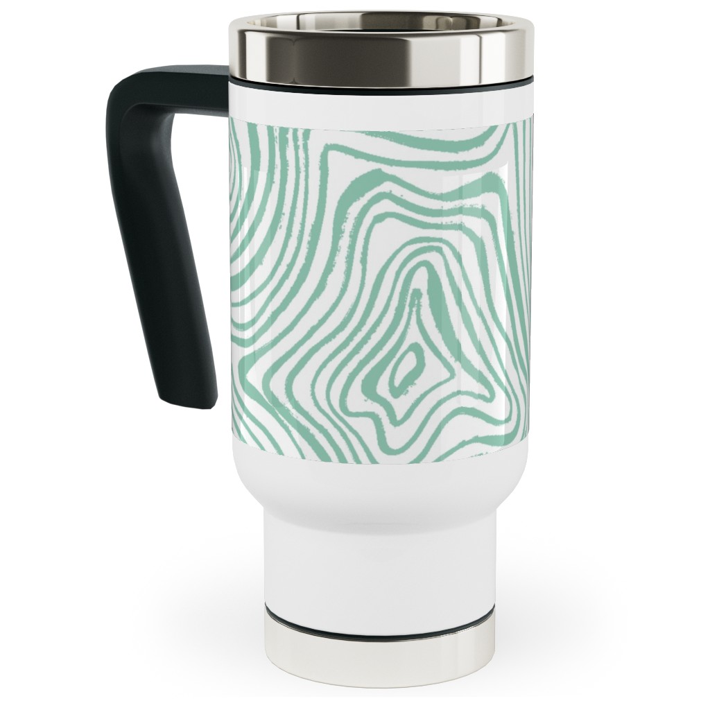 Abstract Wavy Lines - Green Travel Mug with Handle, 17oz, Green