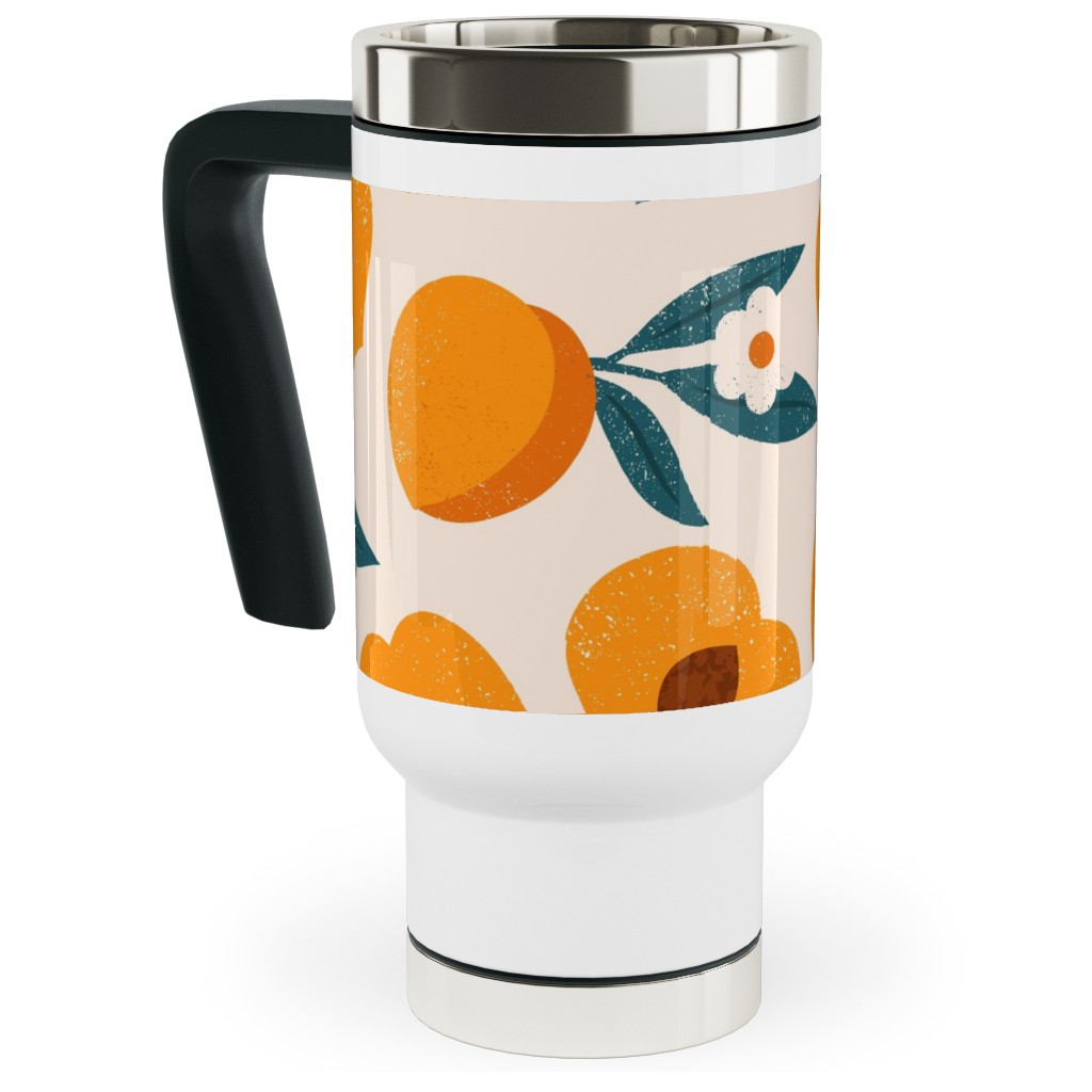 Summer Peches - Orange Travel Mug with Handle, 17oz, Orange