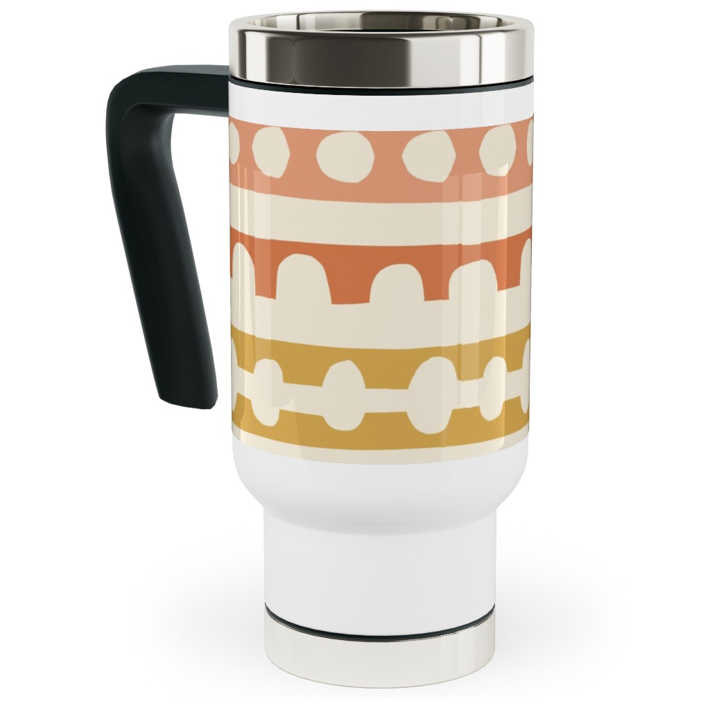 Wonky Papercut Stripes - Multi Travel Mug with Handle, 17oz, Multicolor
