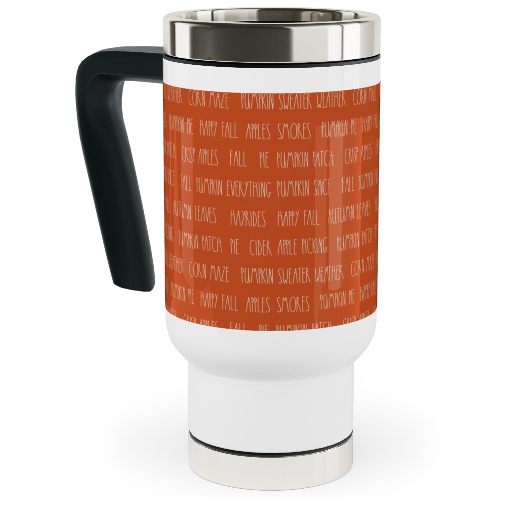 Fall Fun Typography - Orange Travel Mug with Handle, 17oz, Orange, Orange