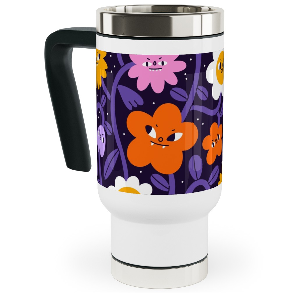 Extremely Wicked, Evil and Vile Halloween Garden - Purple Travel Mug with Handle, 17oz, Purple, Purple