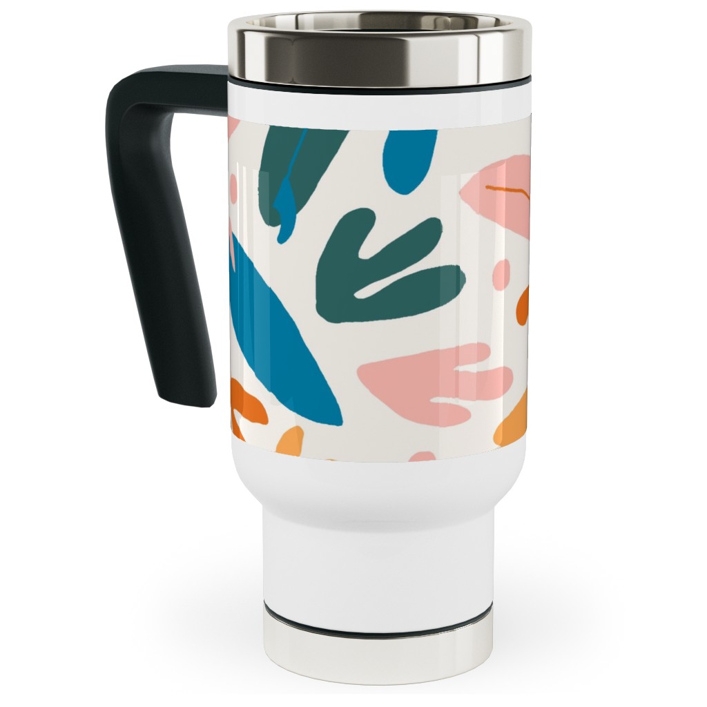 Surfboards and Palms - Multi Travel Mug with Handle, 17oz, Multicolor
