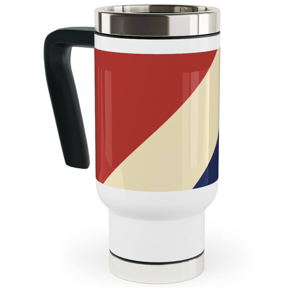 Camping Stripe Diagonal - Multi Travel Mug with Handle, 17oz, Multicolor