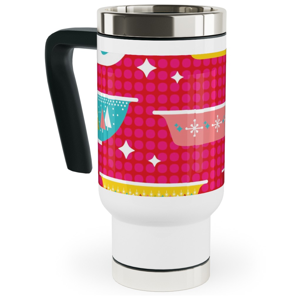 Christmas Dishes Travel Mug with Handle, 17oz, Multicolor