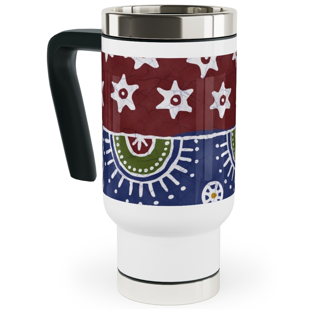 Batik Complete - Warm Travel Mug with Handle, 17oz, Multicolor