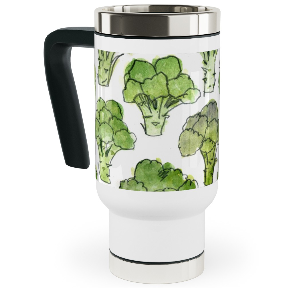 Broccoli - Green Travel Mug with Handle, 17oz, Green, Classic Green
