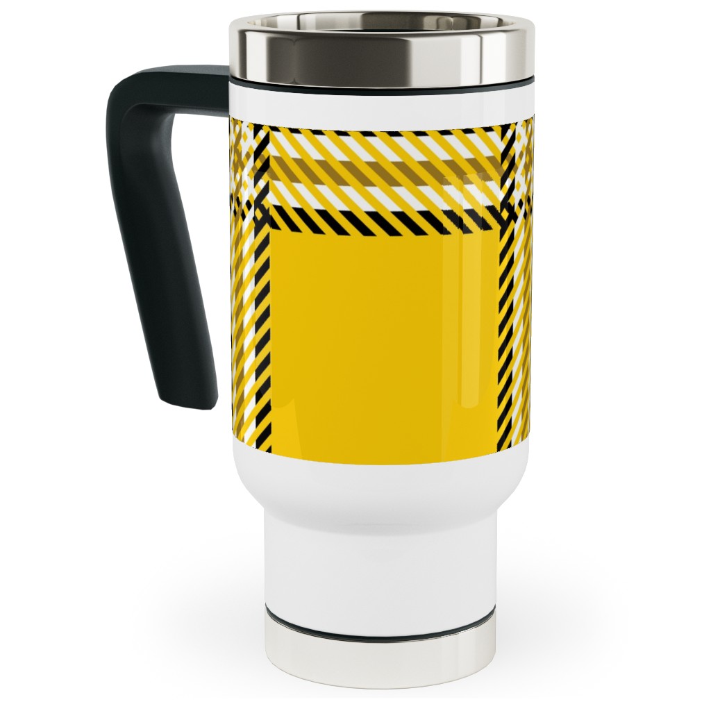 Cher's Plaid Travel Mug with Handle, 17oz, Yellow, Classic Yellow