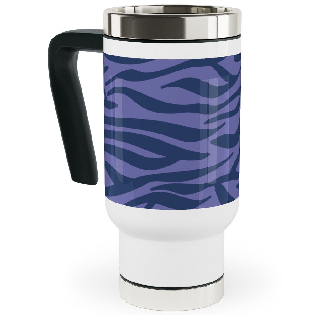 Zebra Animal Print - Purple Travel Mug with Handle, 17oz, Purple