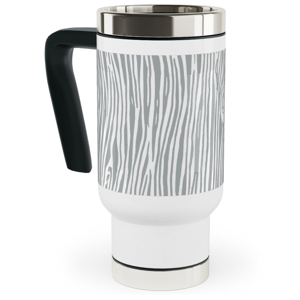 Woodgrain - Gray Travel Mug with Handle, 17oz, Gray, Gray
