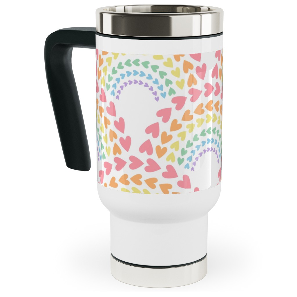 Rainbow Love Travel Mug with Handle, 17oz, Multicolor, Penelope