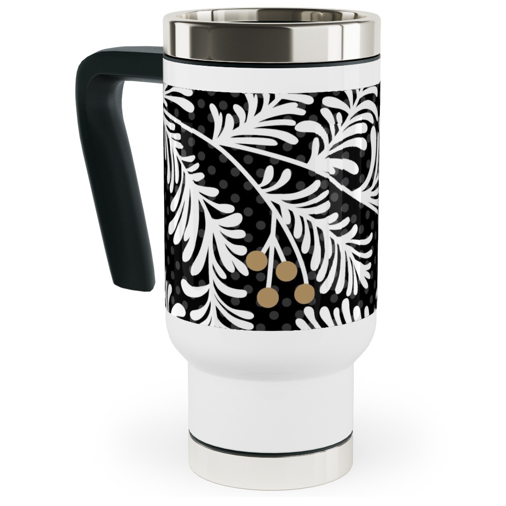 Winter Branches Travel Mug with Handle, 17oz, Black