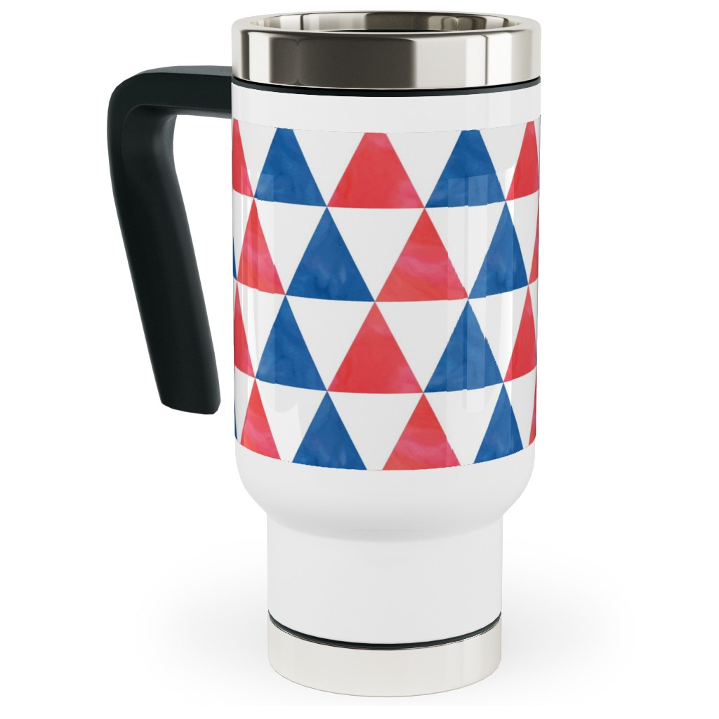 Faded Triangles - Multi Travel Mug with Handle, 17oz, Multicolor