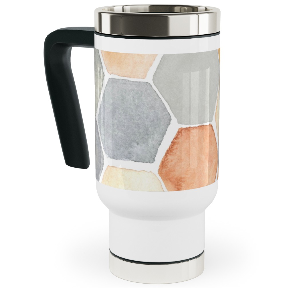 Hexagon - Warm Travel Mug with Handle, 17oz, Multicolor