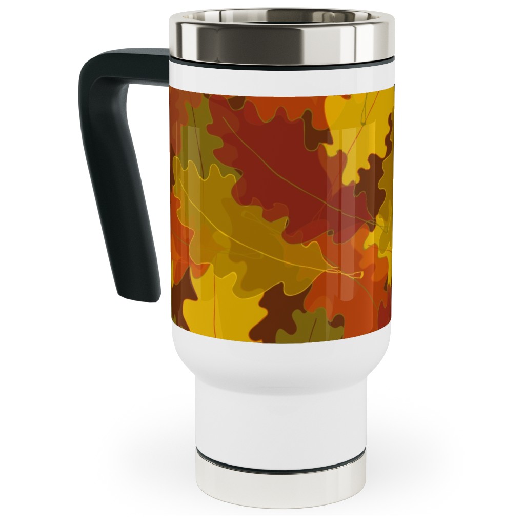 Oak Pile Travel Mug with Handle, 17oz, Orange