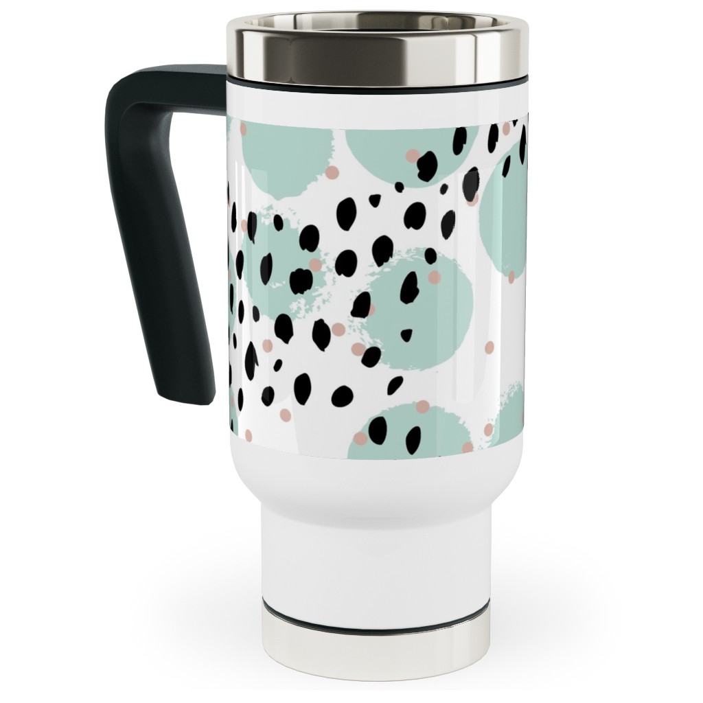 Abstract Rain - Green Travel Mug with Handle, 17oz, Green, Classic Green