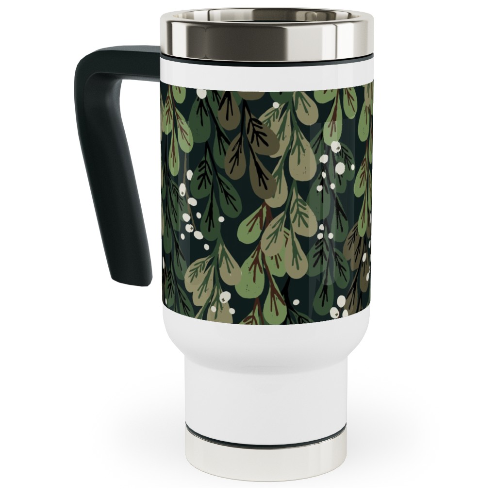 Mistletoe - Green Travel Mug with Handle, 17oz, Green