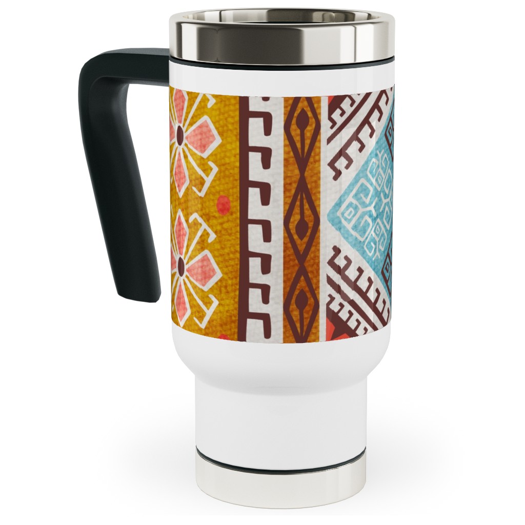 Grand Bazaar - Coral Spice Travel Mug with Handle, 17oz, Multicolor
