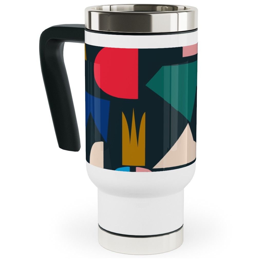 Shape of Things - Multi Travel Mug with Handle, 17oz, Multicolor