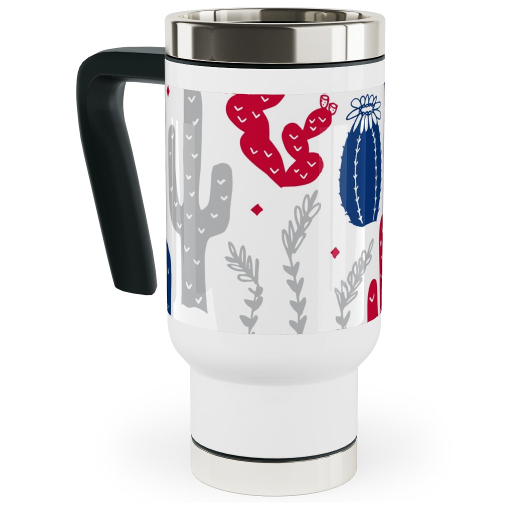 Arizona Backyard Red, White and Blue Travel Mug with Handle, 17oz, Multicolor