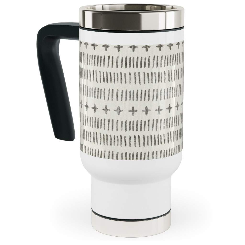 Modern Farmhouse Dash - Light Travel Mug with Handle, 17oz, Beige