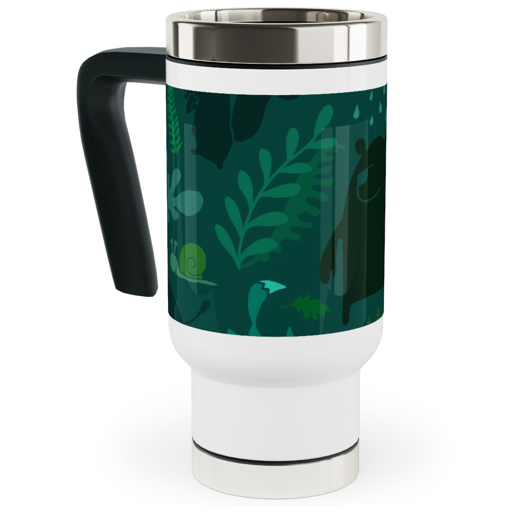 Pnw Forest - Emerald Green Travel Mug with Handle, 17oz, Green