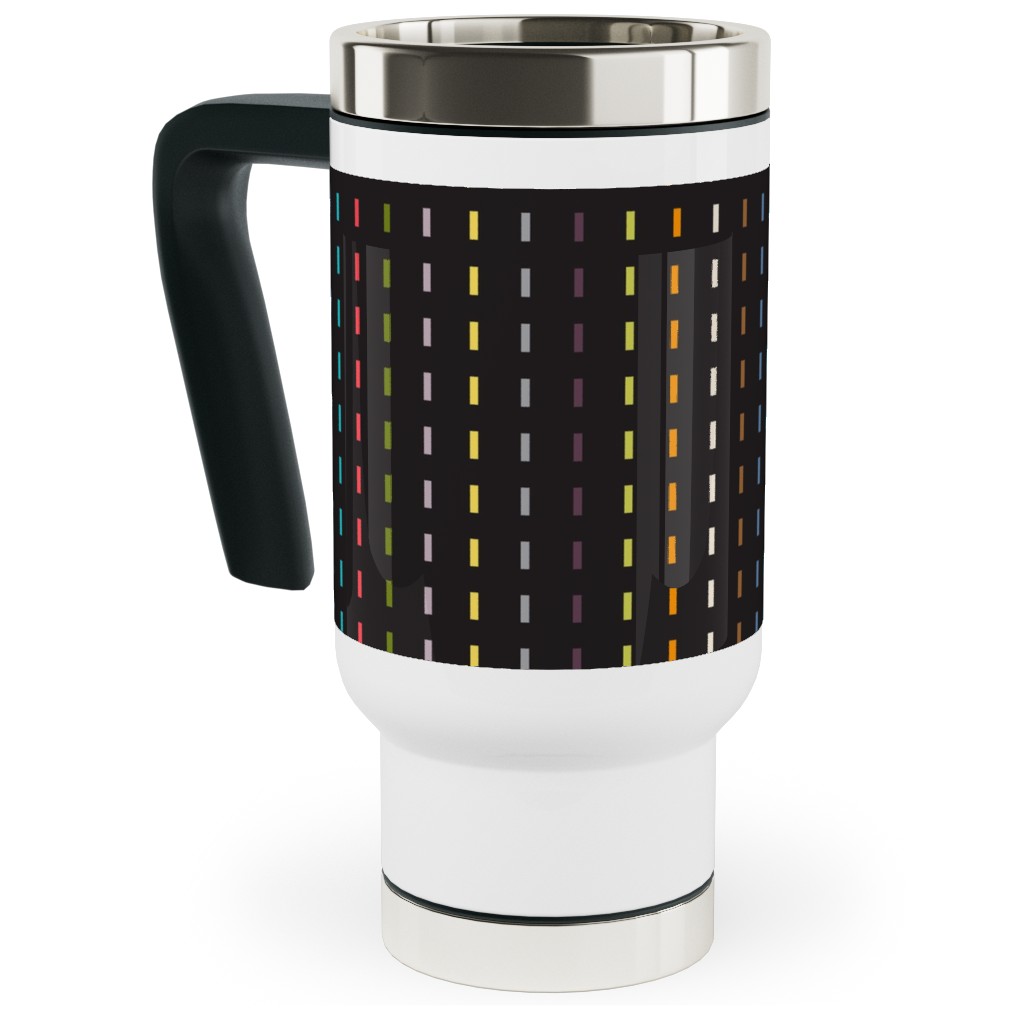 Soda Nation Stripes - Dark Multi Travel Mug with Handle, 17oz, Black, Black