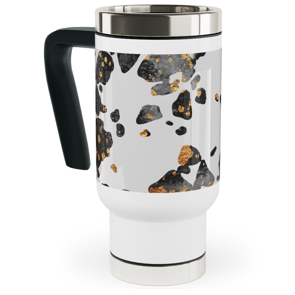 Gold Speckled Terrazzo Travel Mug with Handle, 17oz, Black
