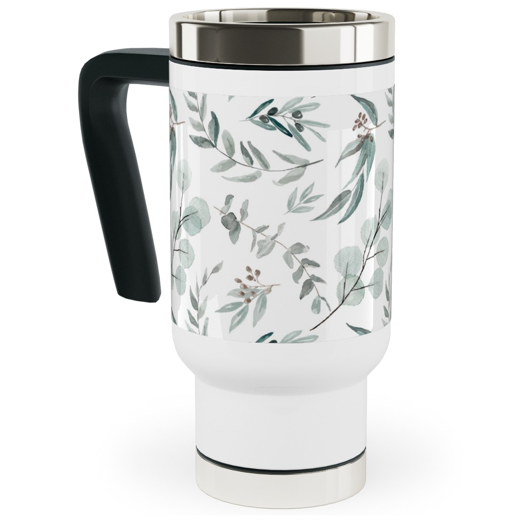 Eucalyptus Leaves - Australiana Botanical Travel Mug with Handle, 17oz, Green, Classic Green