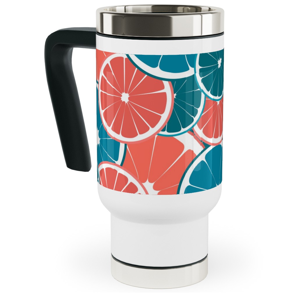 Citrus Travel Mug with Handle, 17oz, Pink, Bright Pink
