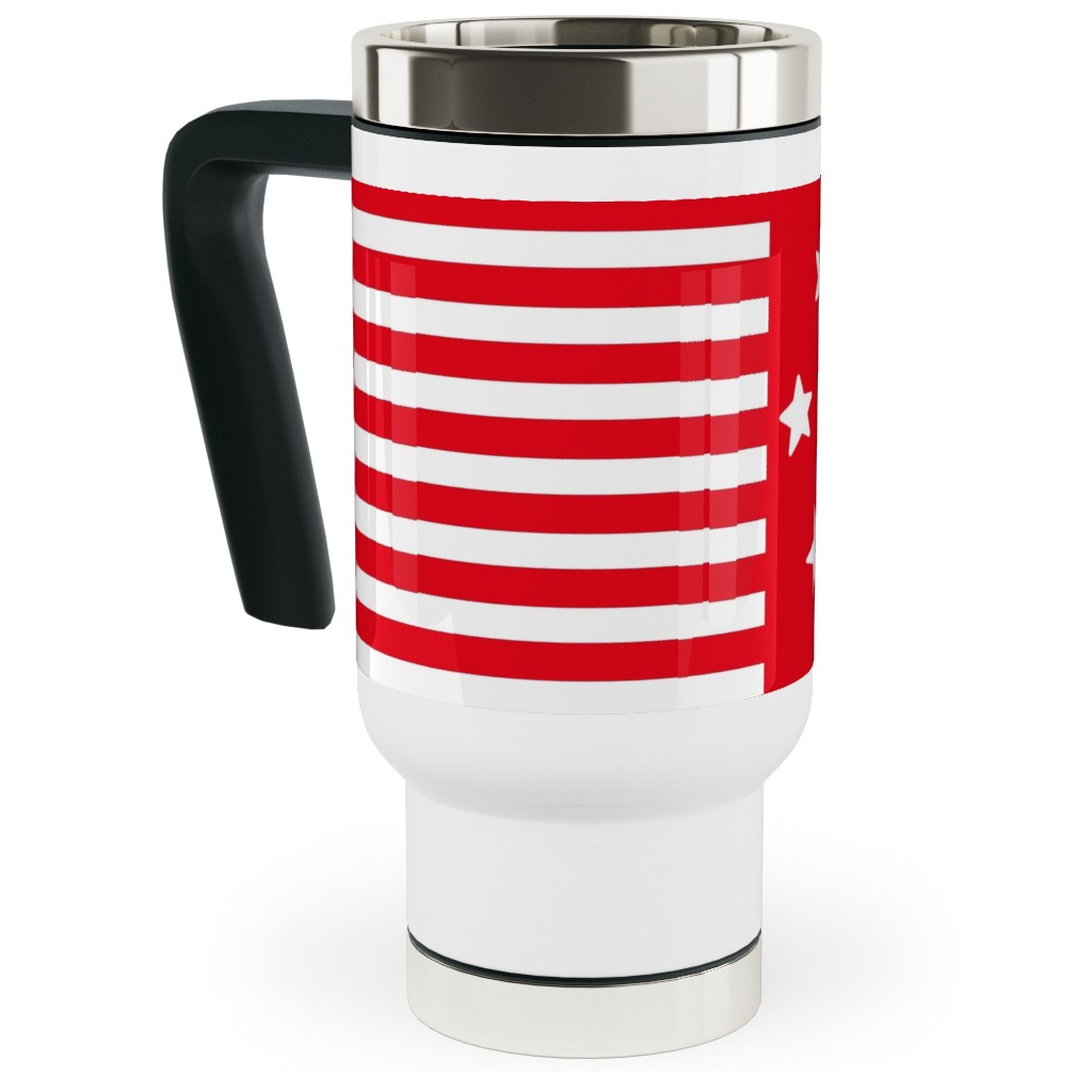 Stars and Stripes Reversed - Canada Day - Red and White Travel Mug with Handle, 17oz, Red, Red