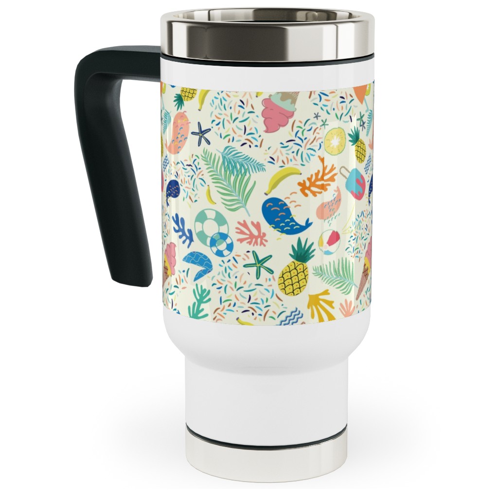Ohlala Summer - Multi Travel Mug with Handle, 17oz, Multicolor