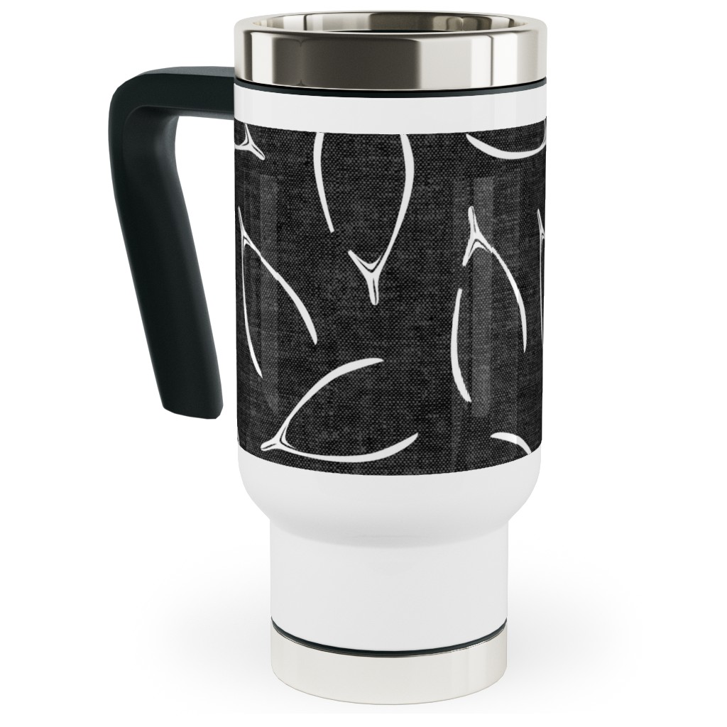 Wishbones - Gray Travel Mug with Handle, 17oz, Gray, Gray