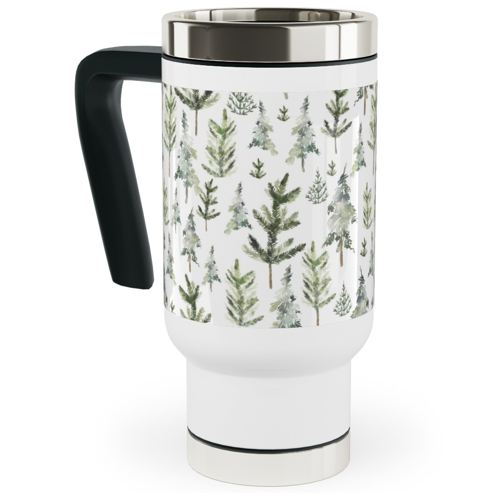 Winter Landscape Travel Mug with Handle, 17oz, Green, Classic Green