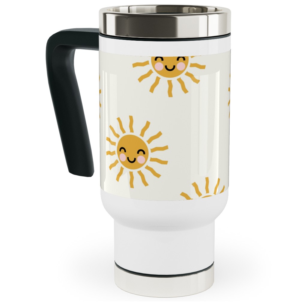 Cute Sunshine - Yellow Travel Mug with Handle, 17oz, Yellow
