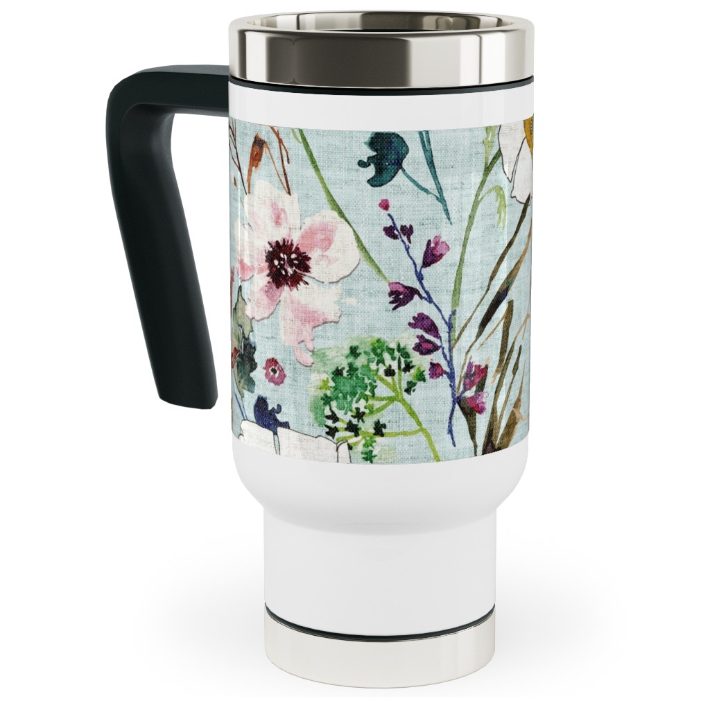 Verdure Wildflowers - Multi Travel Mug with Handle, 17oz, Multicolor