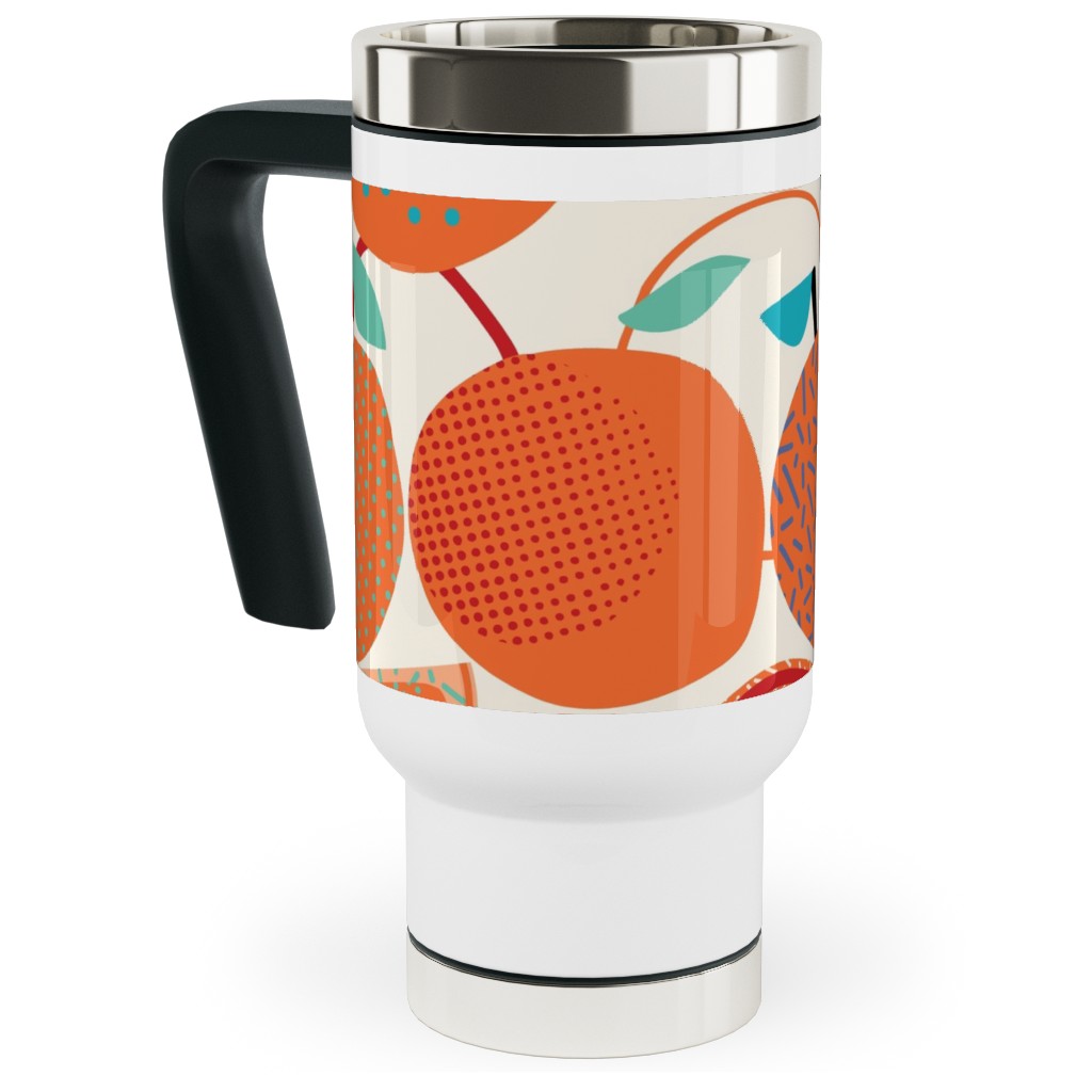Fresh Orange - Orange Travel Mug with Handle, 17oz, Orange