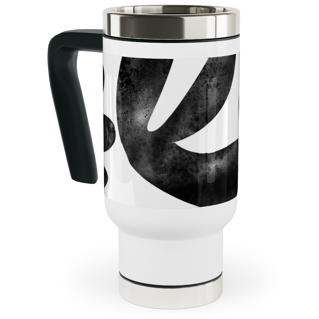 Flower Cutouts - Light Travel Mug with Handle, 17oz, Black, Black