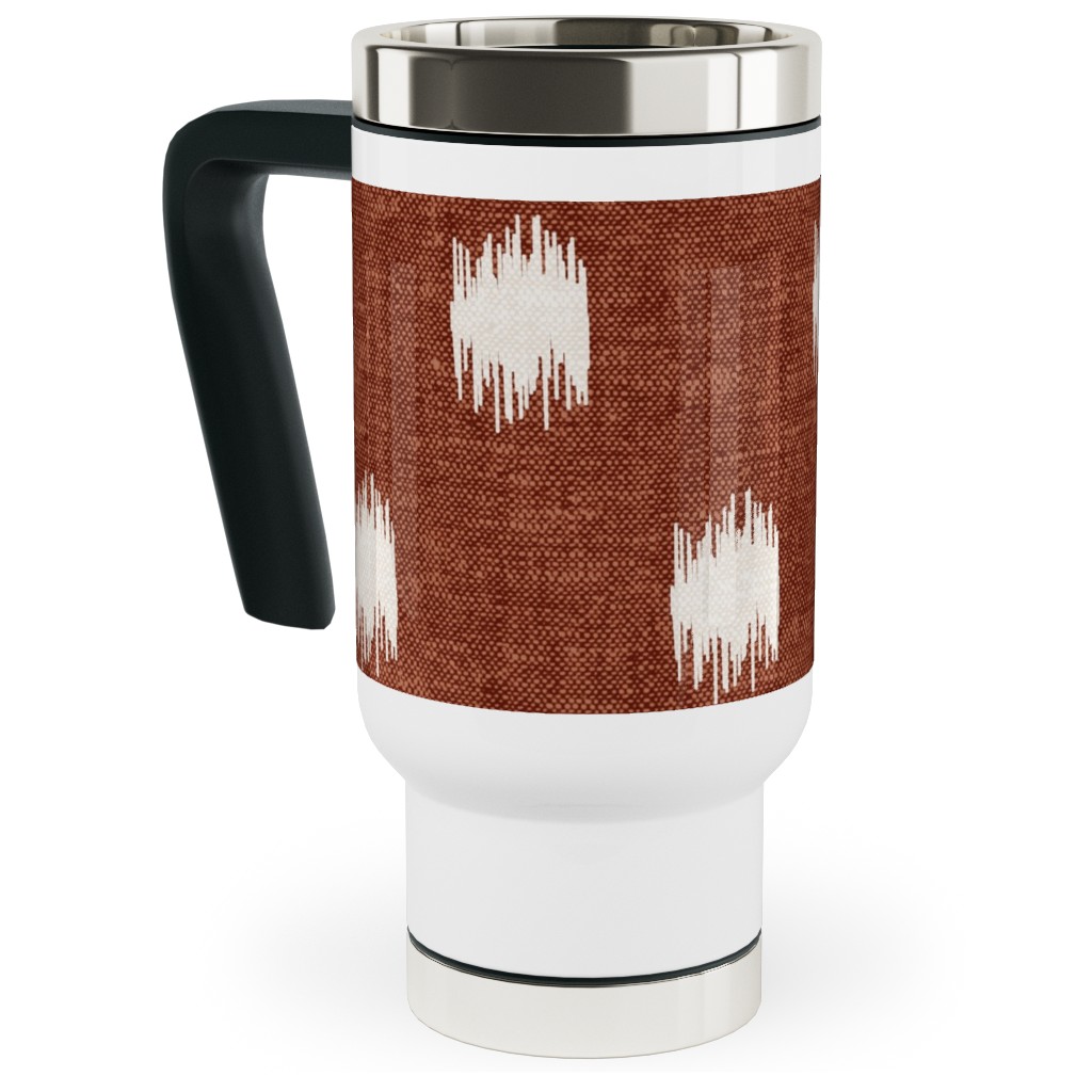 Ikat Polka Dots - Rust Travel Mug with Handle, 17oz, Red, Red