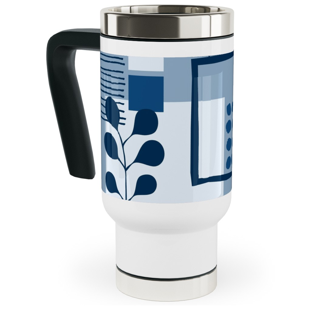 Squared Sea - Blue Travel Mug with Handle, 17oz, Blue, True Blue