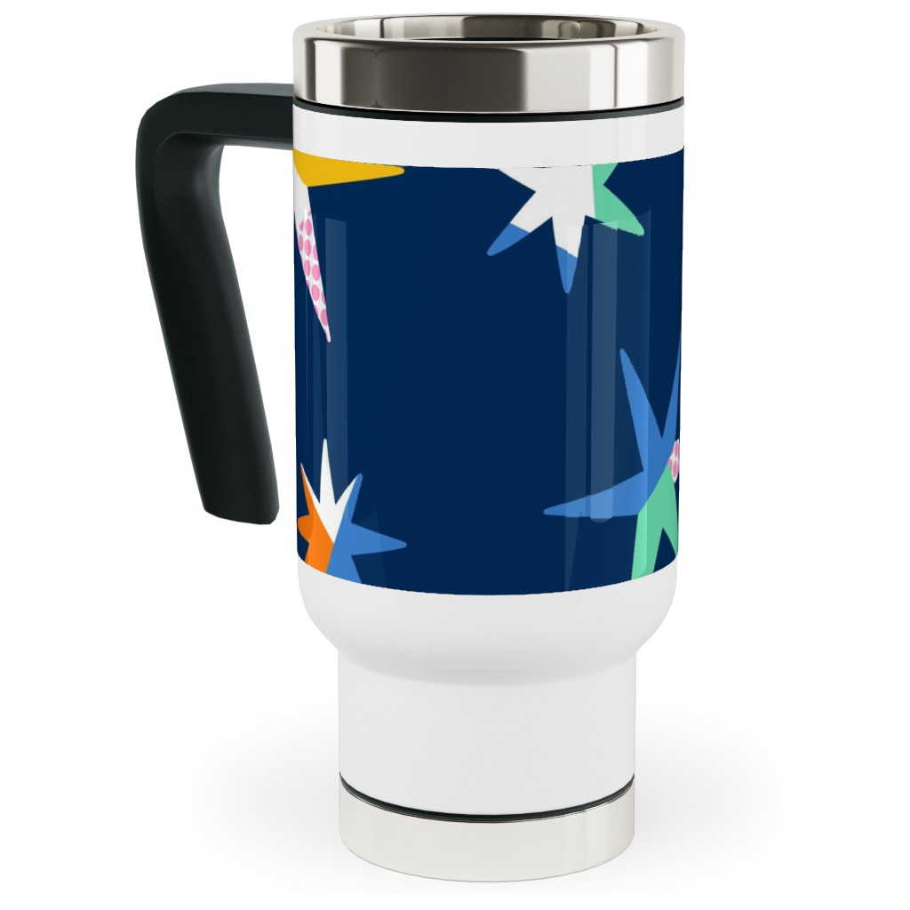 Modern Starry Sky - Blue Travel Mug with Handle, 17oz, Blue, True Blue