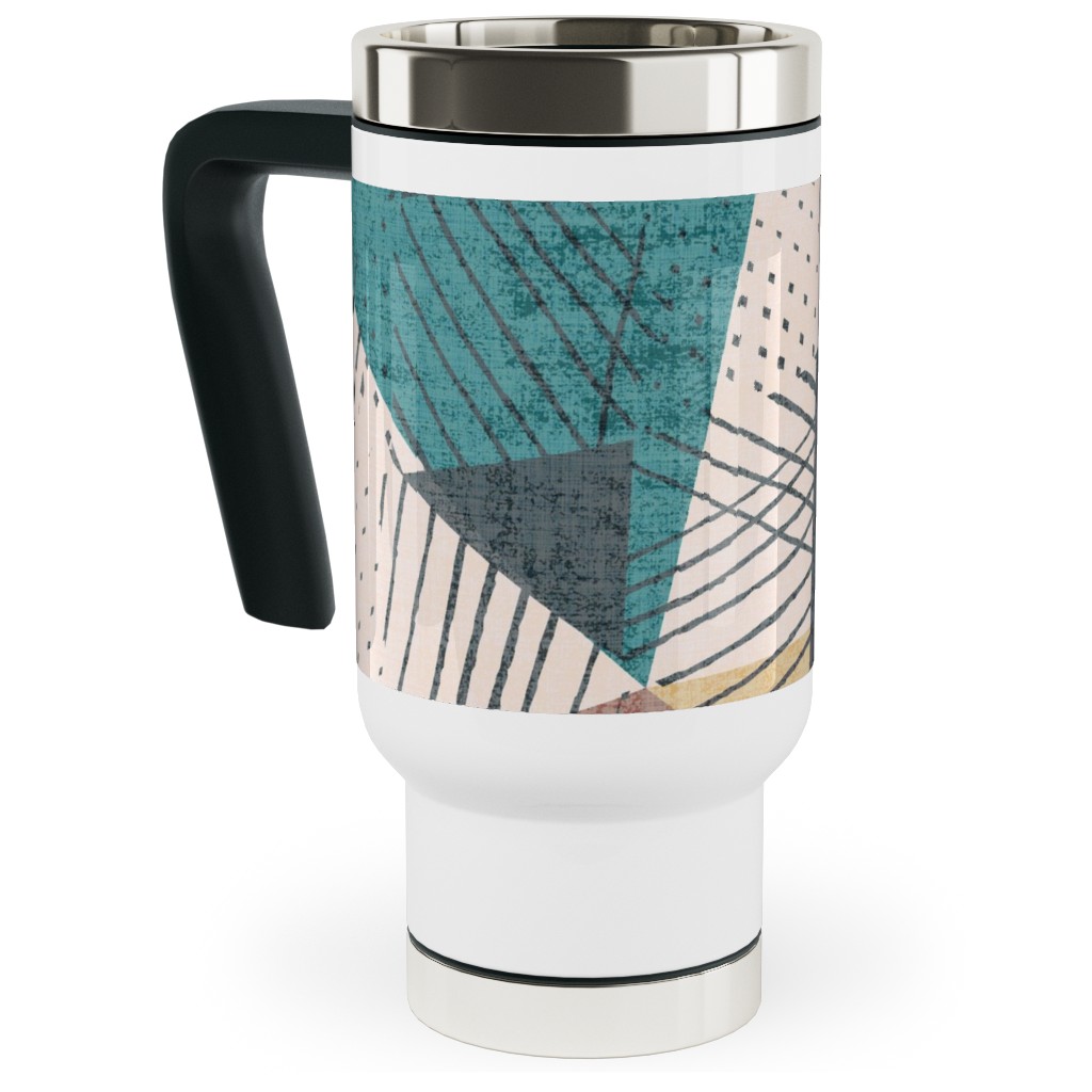 Abstract Geometic - Multi Travel Mug with Handle, 17oz, Multicolor