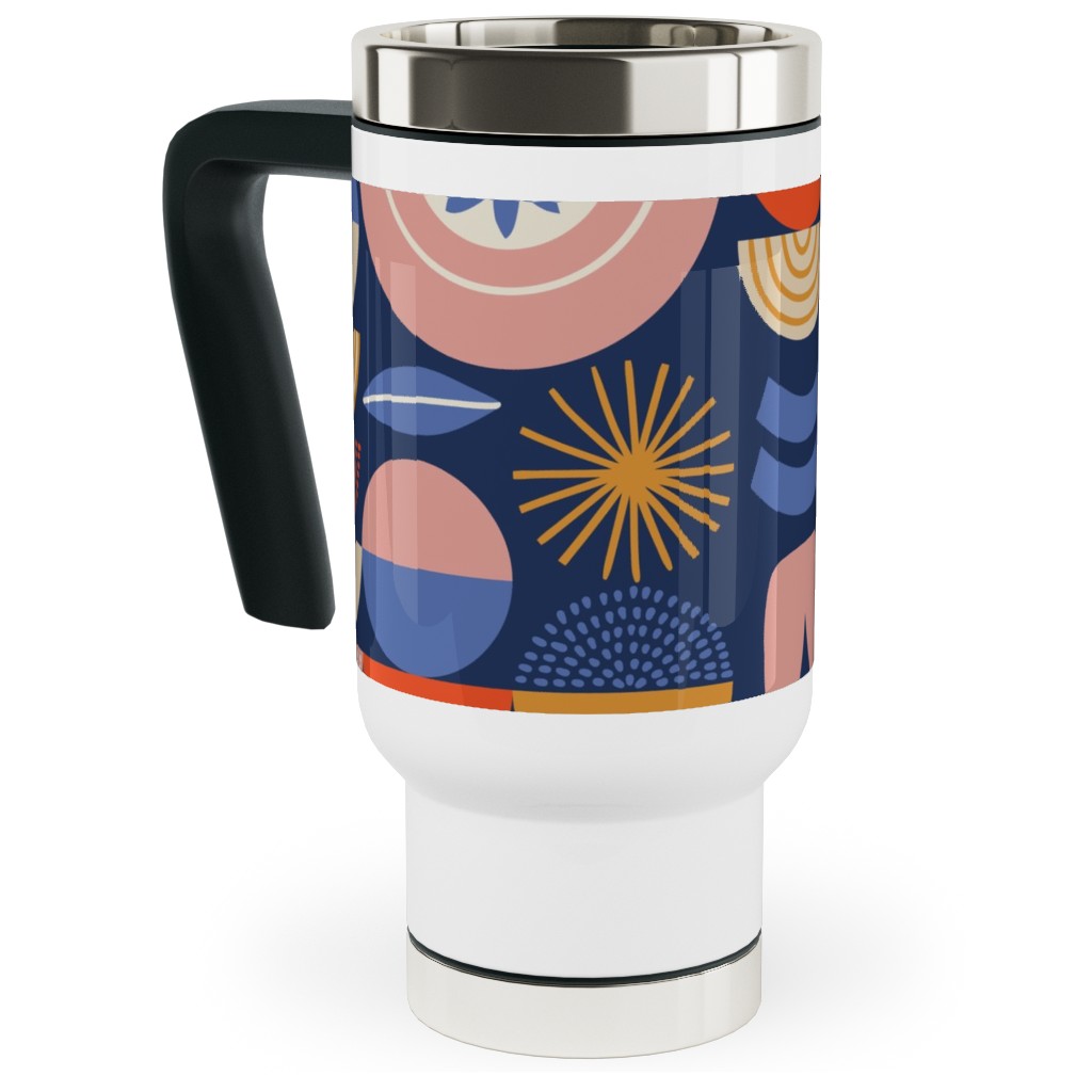 Colorful Geometry - Dark Travel Mug with Handle, 17oz, Multicolor