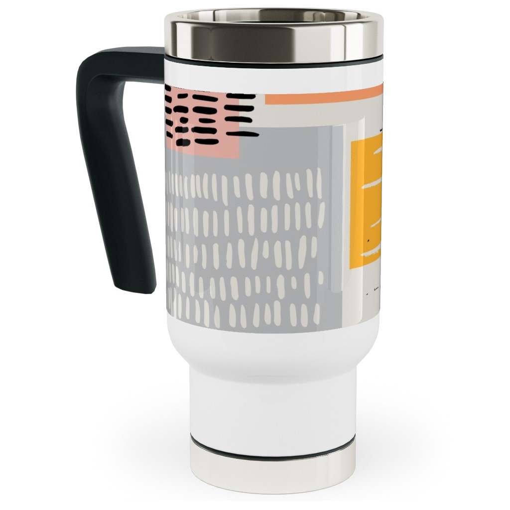 Textured Color Blocks - Multi Travel Mug with Handle, 17oz, Multicolor