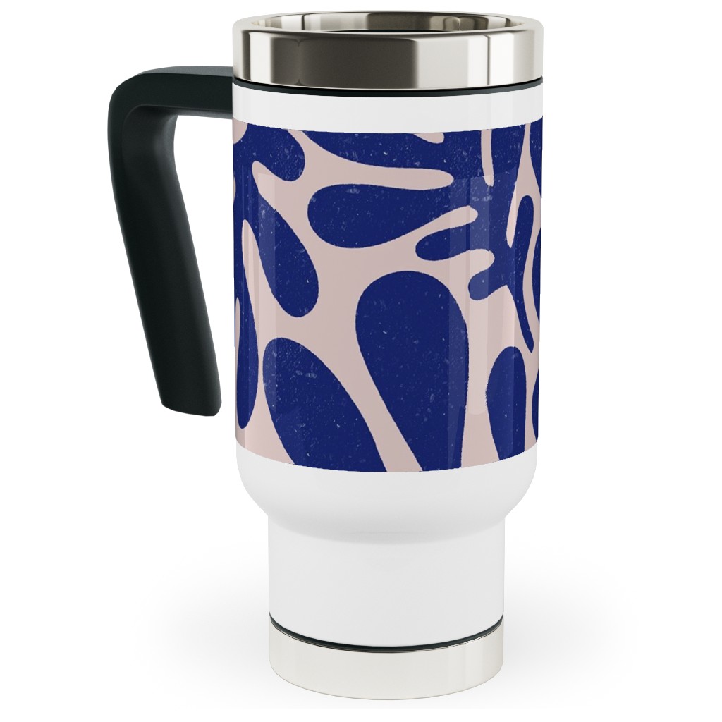 Organic Leaves - Blue Travel Mug with Handle, 17oz, Blue, True Blue