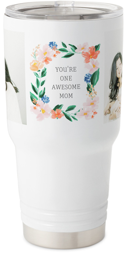 Floral Frame Travel Tumbler, 30oz, Pink