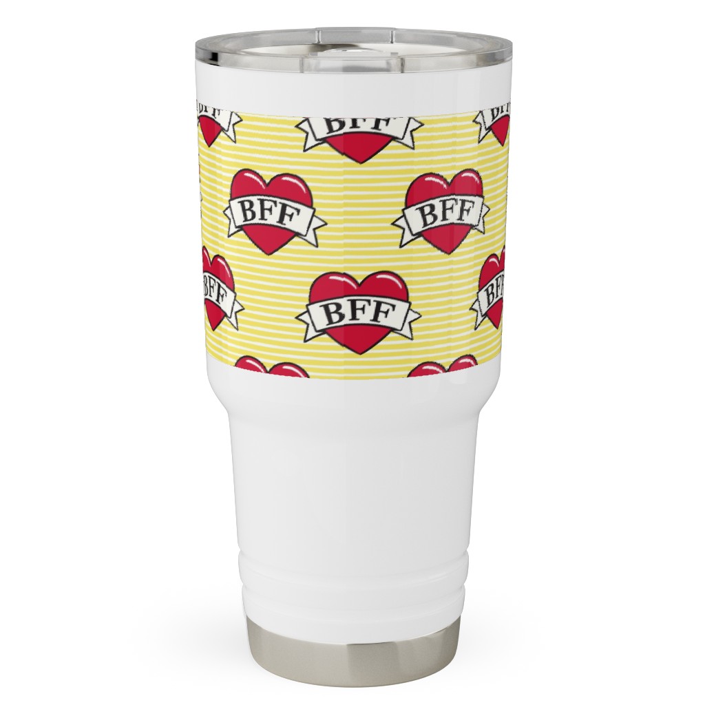 Bff Heart Tattoo Travel Tumbler, 30oz, Yellow