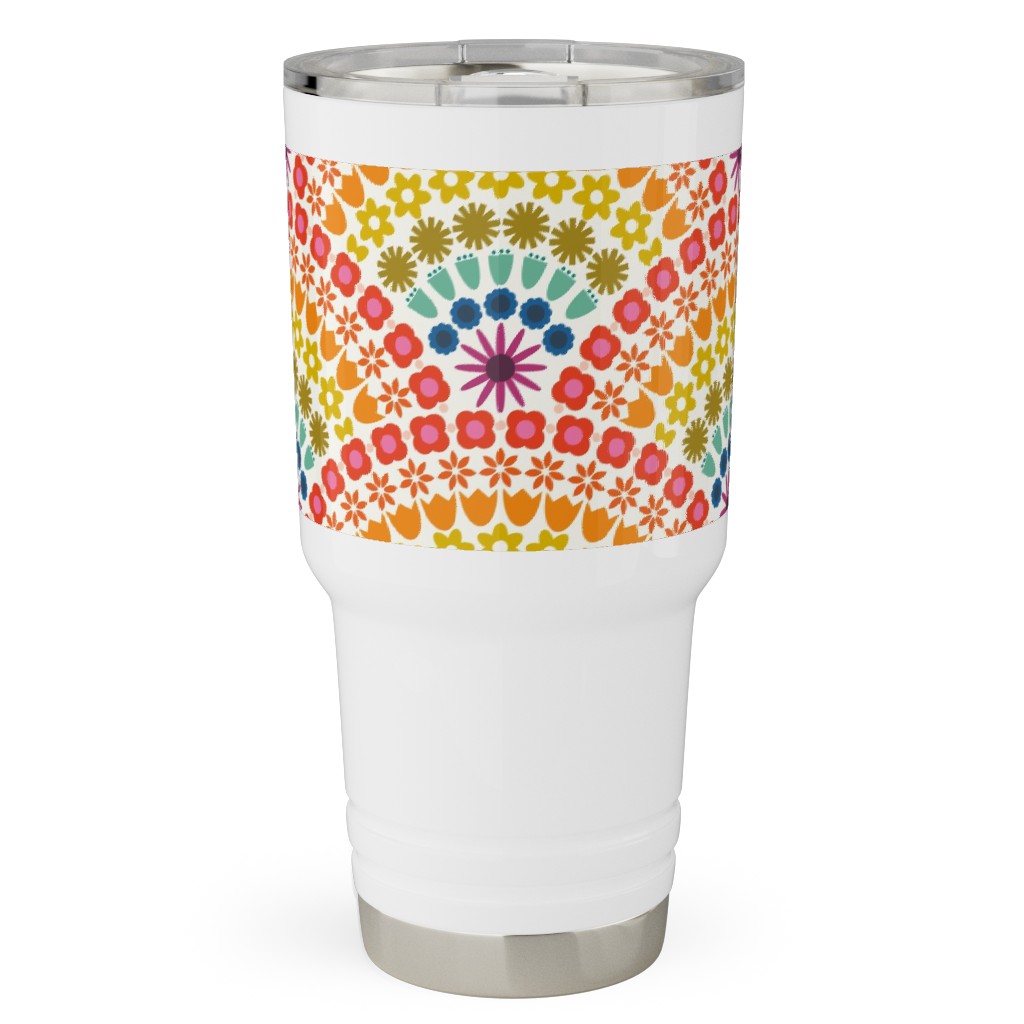 Rainbow Flower Scallops - Multi Travel Tumbler, 30oz, Multicolor