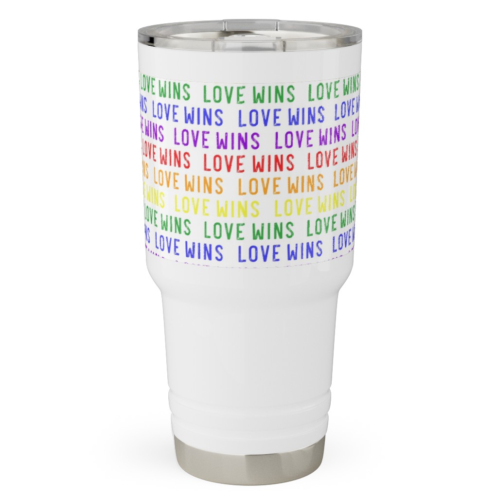 Love Wins Rainbow Travel Tumbler, 30oz, Multicolor, White